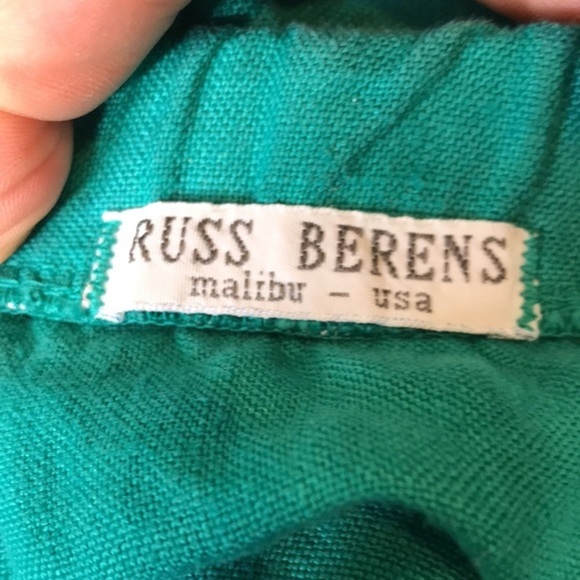 RUSS BERENS Malibu Women's Teal Green Linen Maxi Skirt Elastic Waist Sz S - Picture 5 of 7